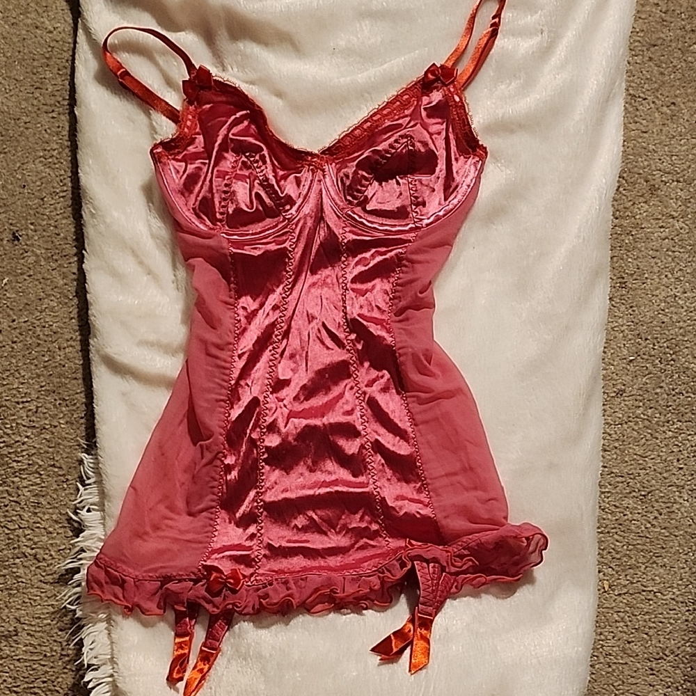 Victoria's Secret Pink Satin Chemise with Sweetheart Neckline
